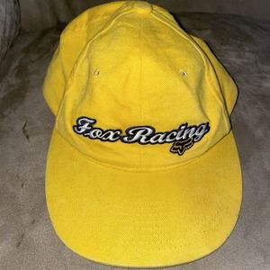Vintage FOX‎ Racing Snapback Hat Cap Yellow